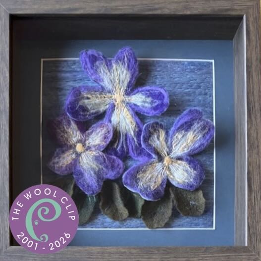 Handfelted Picture - 'Pansies' (25th Anniversary)