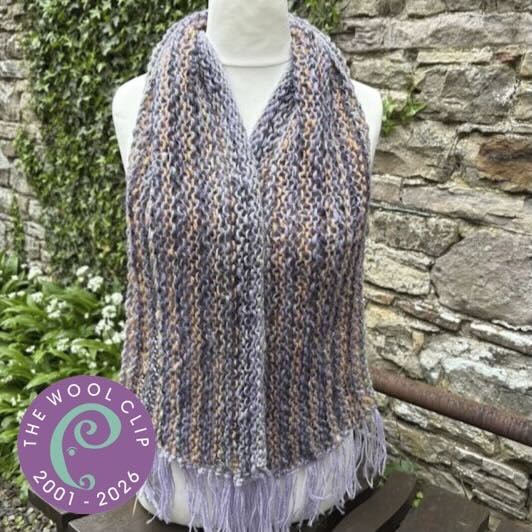 Hand dyed, spun and knitted scarf (25th Anniversary)