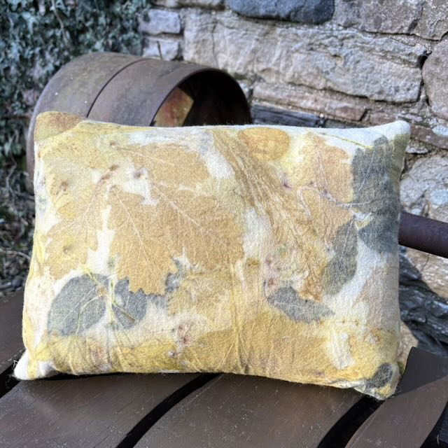 Eco Printed Cushion, with Harris Tweed Backing