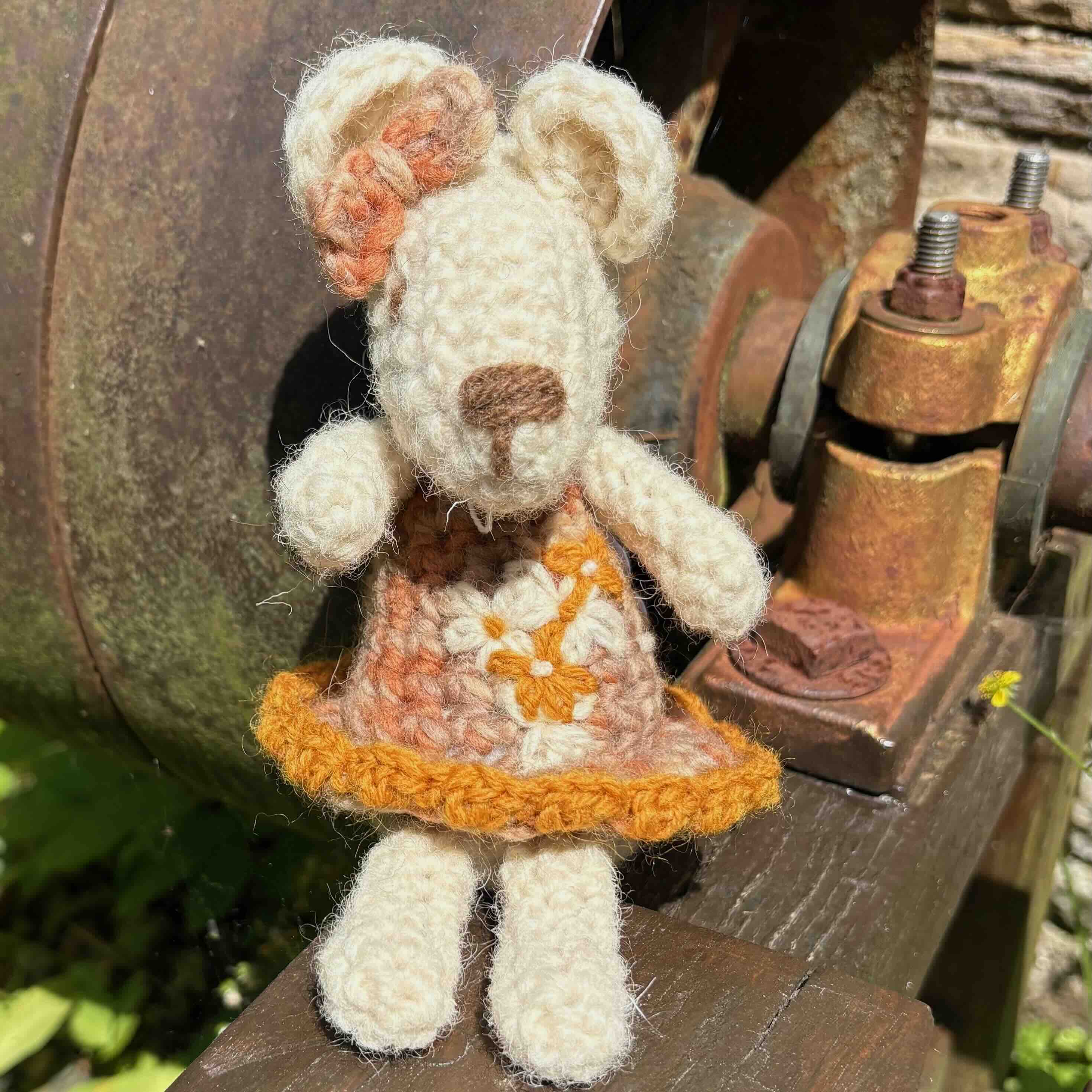 Handcrocheted Mouse in Flowery Dress