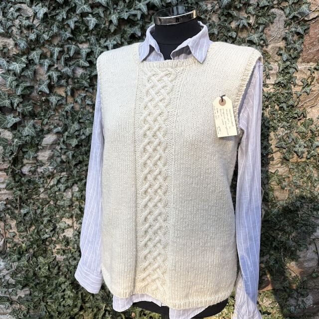 Handknitted Cabled Slipover, in Hampshire Down Wool