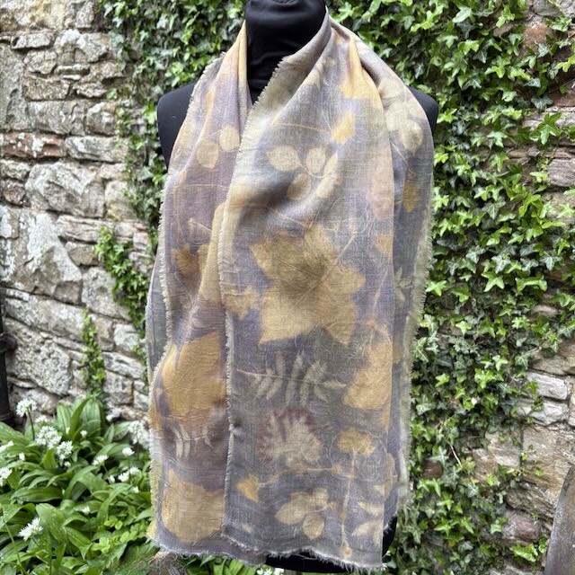 Eco Printed Wool Gauze Scarf
