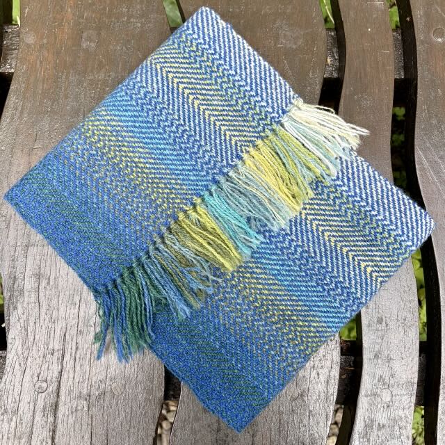 Handwoven Landscape Scarf - Blues