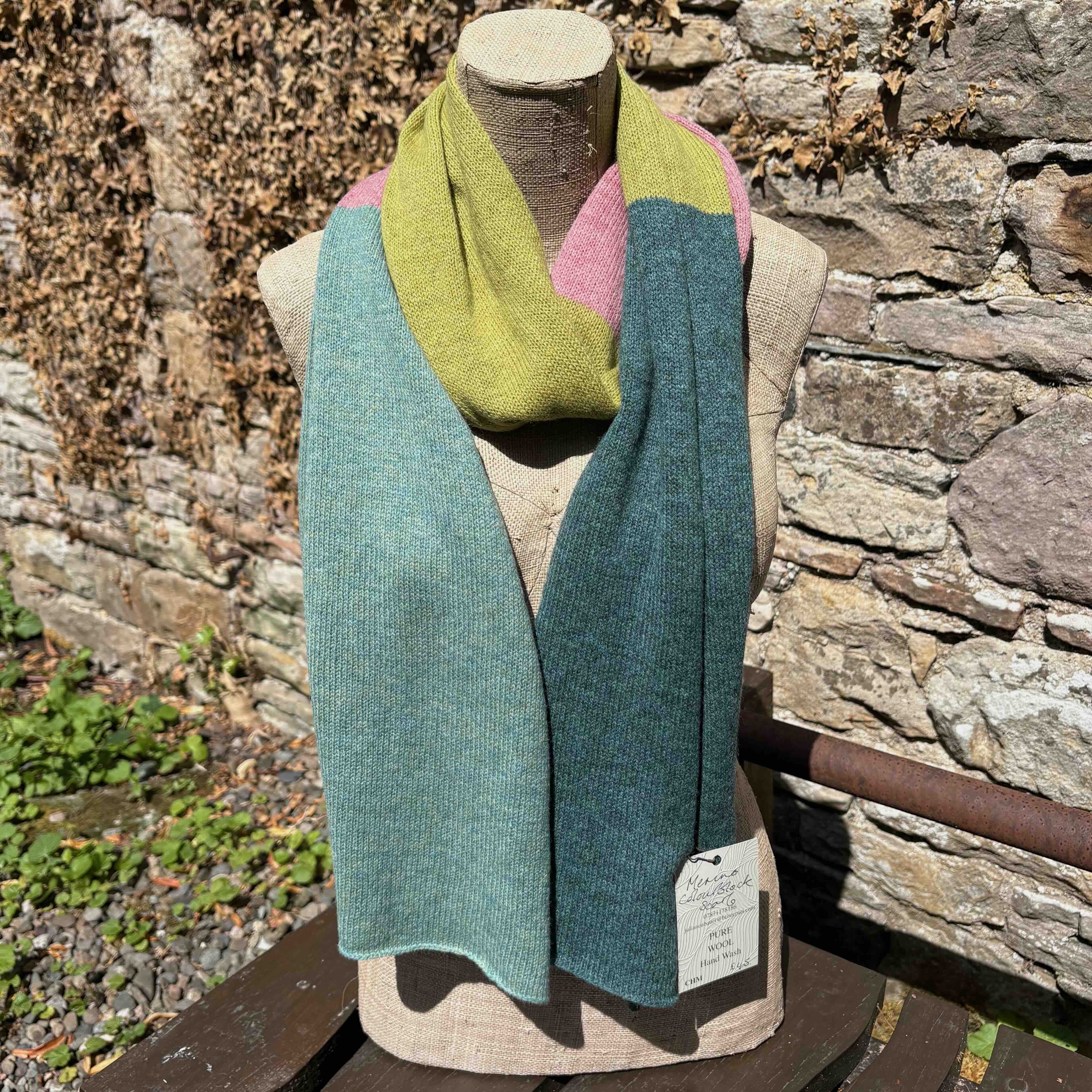 Handframed Knitwear Merino Colourblock Scarf