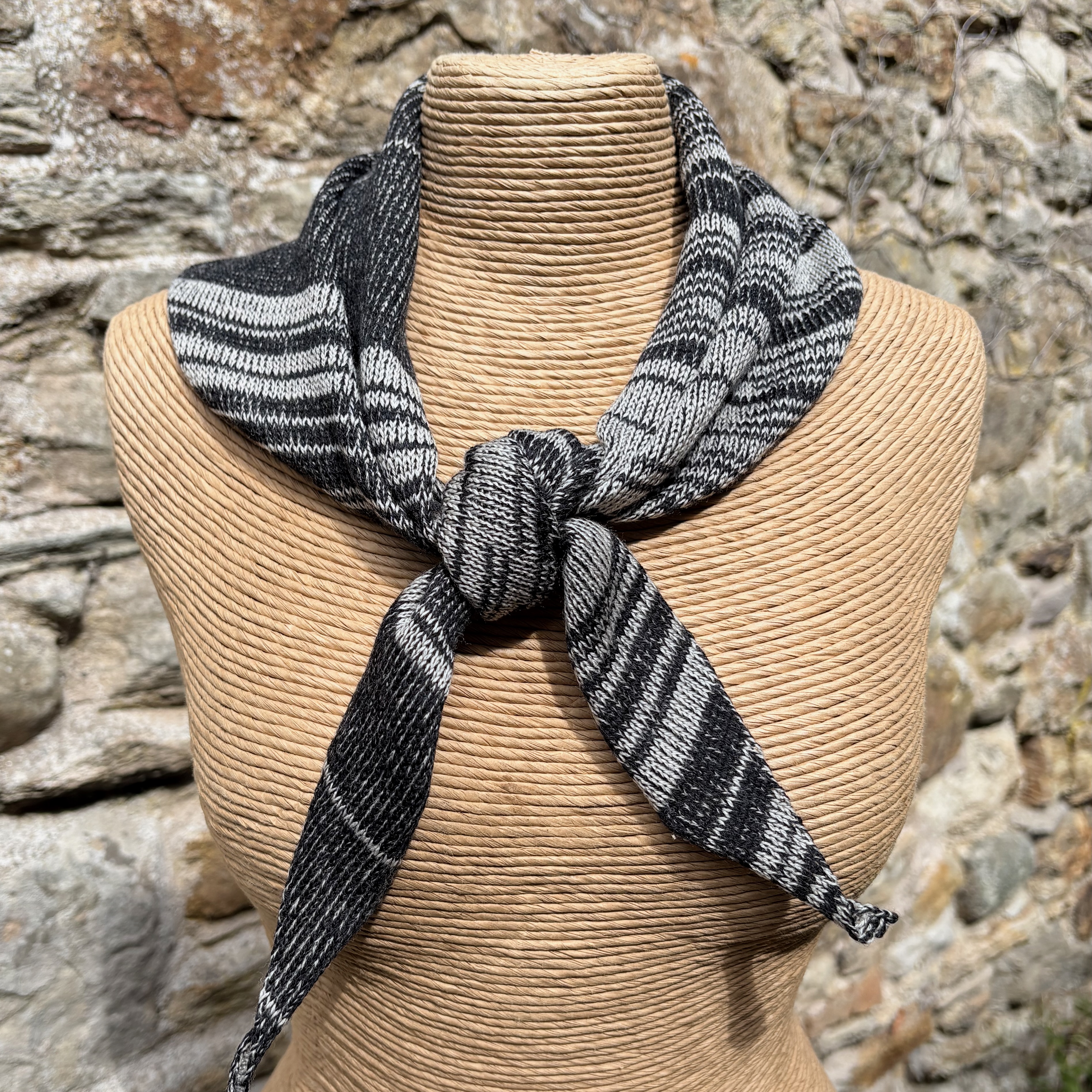 Handcrafted Knitwear Triangular Scarf, in Charcoal