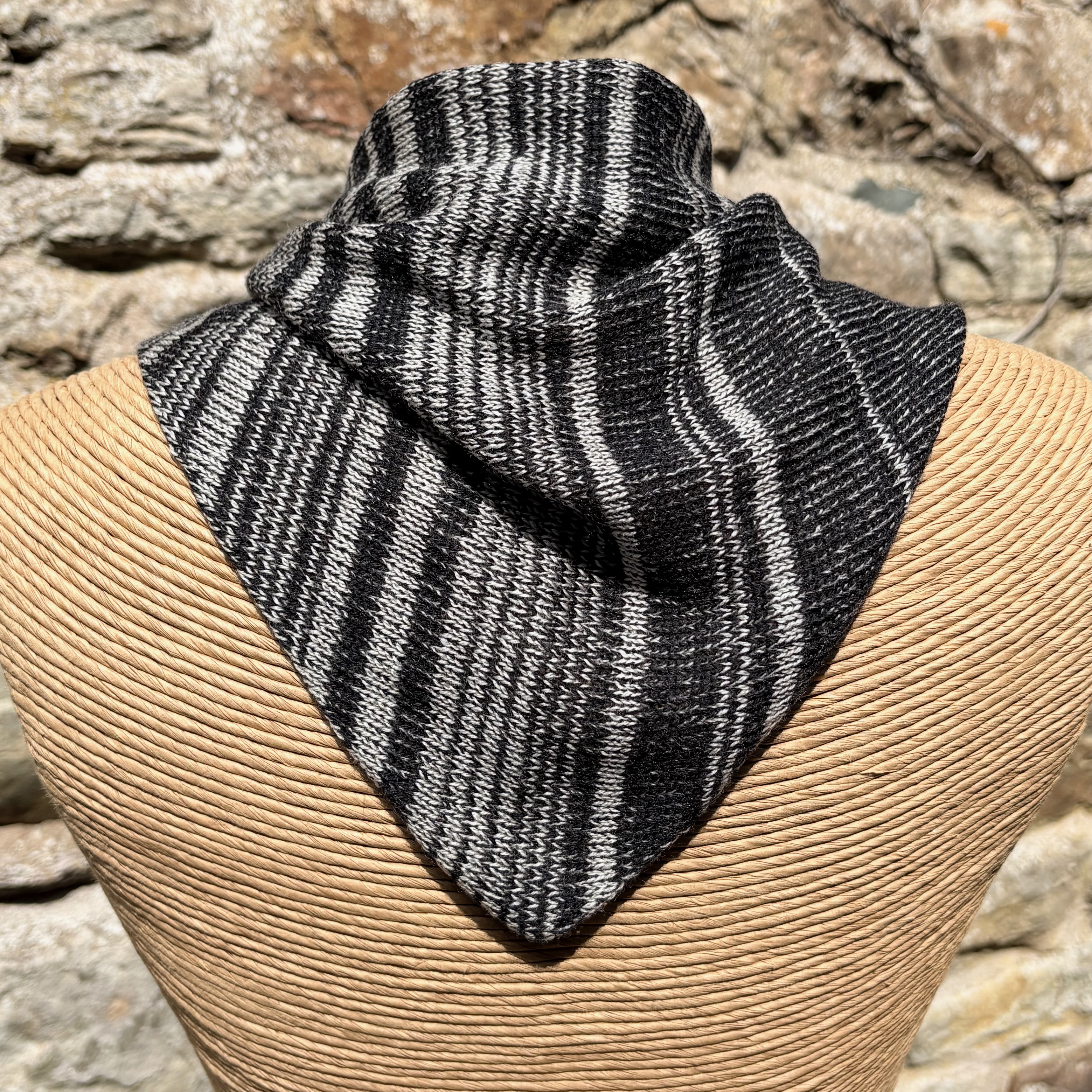 Handcrafted Knitwear Triangular Scarf, in Charcoal