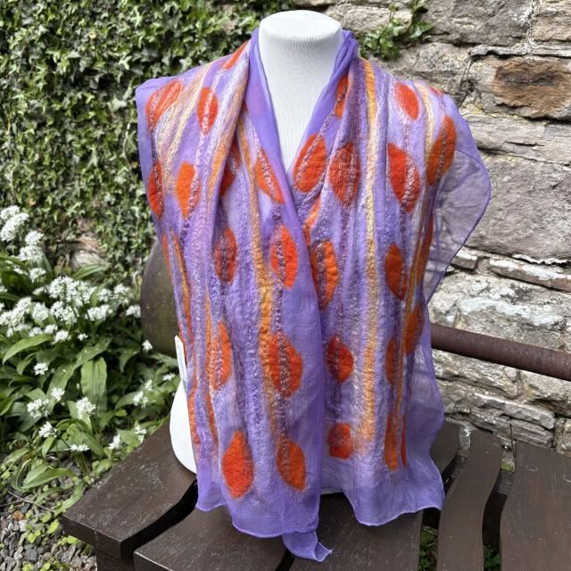 Nuno Felted BFL/Chiffon Scarf